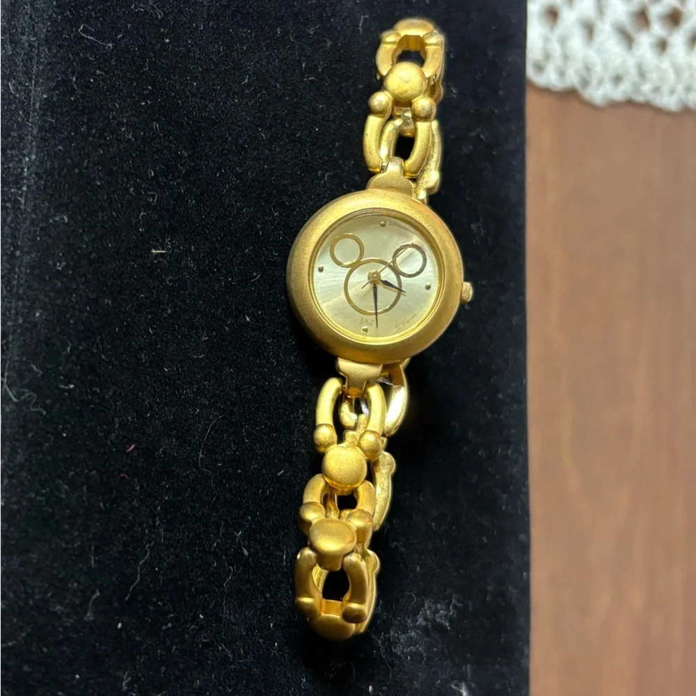 Vintage Disney Jaz Mickey Mouse Gold-Tone Women's Bracelet Watch